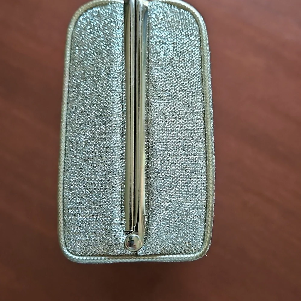 Elegant Clutch Shimmery Silver Women's Vintage - Attached Tuck Away Chain Handle